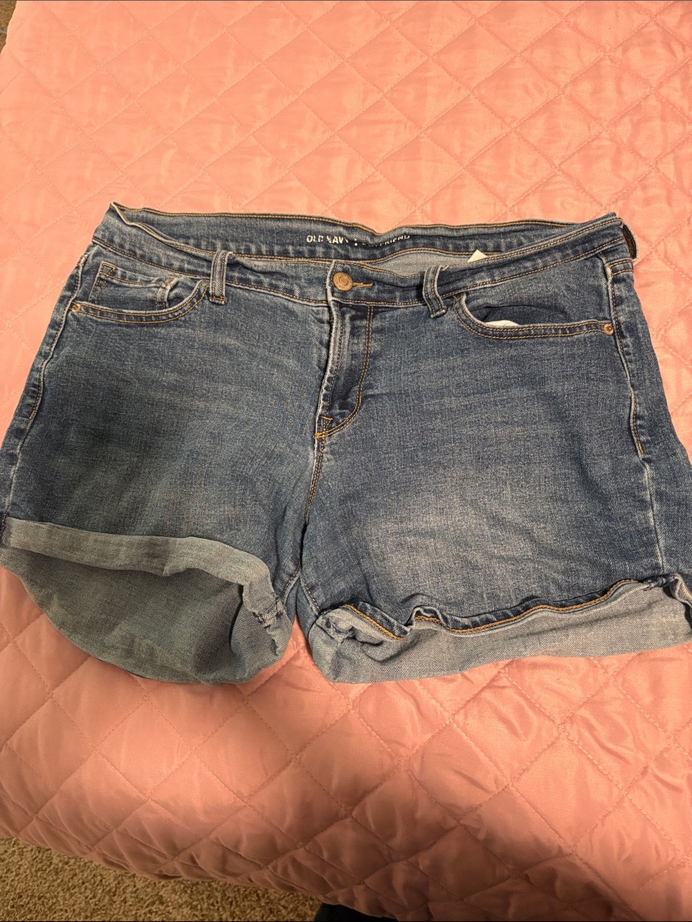 Old Navy Boyfriend Blue Denim Rolled Cuff Jean Shorts